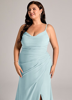 Azazie Deandra Bridesmaid Dresses Sea Glass Mermaid Pleated Chiffon Dress image12