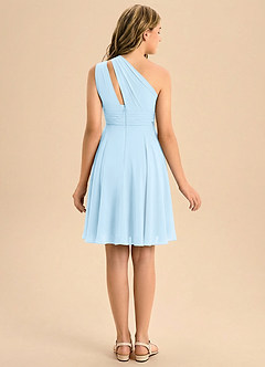 Azazie Charlize Junior Vestido de Azul Cielo de Gasa de Corte en A con Plisado image2