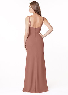 Azazie Salma Final Sale Cedar Rose Sheath Side Slit Chiffon Dress image2