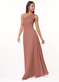 Azazie Ashley Robes de demoiselle d'honneur Robe Trapèze en Mousseline de soie Rayé Rose De Cèdre image4