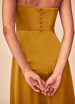 Azazie Dottie Brautjungfernkleider A-Linie Stretch-Satin Kleid Butterscotch image7