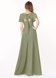 Azazie Kimber Bridesmaid Dresses Pistachio A-Line Flounce Sleeve Chiffon Dress image2