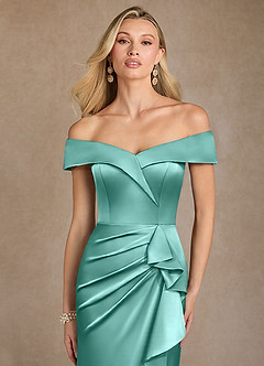 Azazie Laredo vestidos de madre de la novia Vestido de Aqua de Satén Elástico de Sirena con Vestidos sin tirantes image6