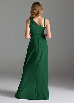 Azazie Dallas Junior Dark Green A-Line Pleated Chiffon Dress image2