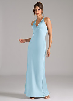 Azazie Tianna Bridesmaid Dresses Sky Blue A-Line Stretch Satin Dress image3