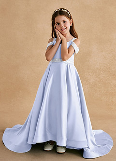Azazie Jodi Flower Girl Dresses Lavender A-Line Matte Satin Dress image5