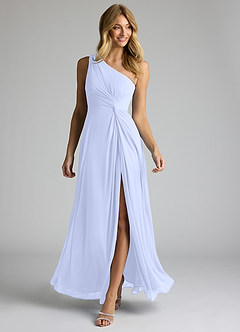 Azazie Brooke Bridesmaid Dresses Lavender A-Line One Shoulder Mesh Dress image2