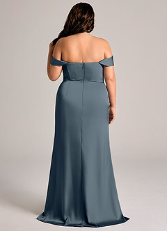 Azazie Johana Brautjungfernkleider Wandelbar Meerjungfrau-Linie Schulterfrei Stretch-Satin Kleid Zwielichtviolett image9