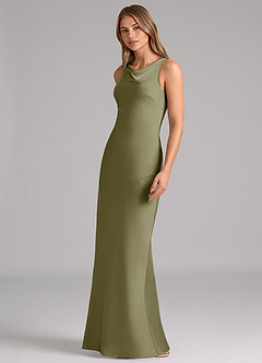 Azazie Allettie Bridesmaid Dresses Pistachio Mermaid Stretch Satin Dress image4