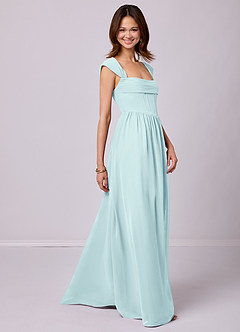 Barbie ♥ Azazie Bridesmaid Dresses Sea Glass A-Line Corset Chiffon Dress image6
