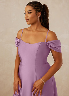 Christian Siriano Bridal for Azazie 1002 Robes de demoiselle d'honneur Robe Trapèze Convertible en Satin extensible Épaule décolletée Glycine image9