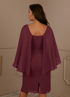 Azazie Mirra Abiti per la Madre della Sposa Abito Tubino in Chiffon con Scollo a U a Pieghe Cabernet image6