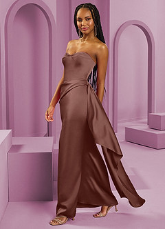 Barbie ♥ Azazie Bridesmaid Dresses Espresso Sheath Strapless Stretch Satin Convertible Dress image6