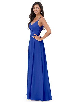 Azazie Lennon Bridesmaid Dresses Royal Blue A-Line Lace Chiffon Dress image4