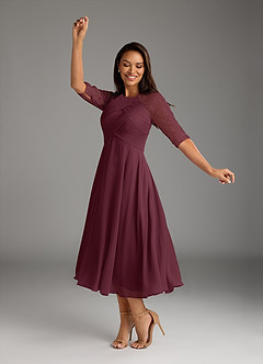 Azazie Dorothea Mother of the Bride Dresses Cabernet A-Line Scoop lace Chiffon Dress image6