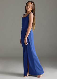 Azazie Mero Junior Royal Blue Mermaid Pleated Stretch Satin Dress image4