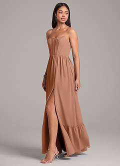 Azazie Kailee Bridesmaid Dresses Bronzer A-Line with Pockets Chiffon Dress image3