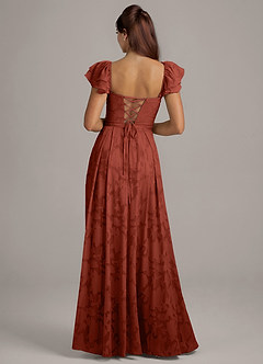 Azazie Aricella Robes de demoiselle d'honneur Robe Trapèze en Blumen-Burnout Corset Terracotta image5