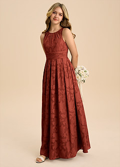 Azazie Bibiane Junior Klä av A-Line i Blommig Utbrändhet Plisserad image4