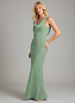 Azazie Rylina Bridesmaid Dresses Matcha Mermaid Pleated Chiffon Dress image4