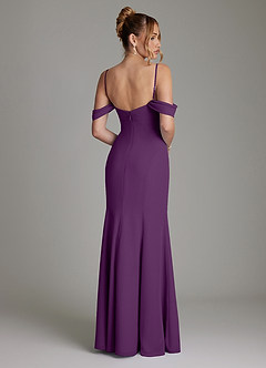 Azazie Karmela Bridesmaid Dresses Grape A-Line Off the Shoulder Chiffon Dress image2