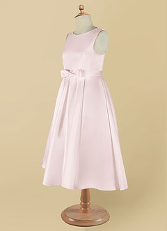 Azazie Coco Blumenmädchenkleider A-Linie Schleifen Matte Satin Kleid Zartrosa image10