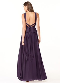 Azazie Dionne Bridesmaid Dresses Plum A-Line Corset Chiffon Dress image2