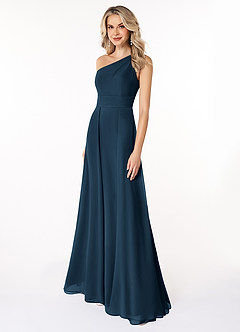 Azazie Dallas Bridesmaid Dresses Dark Navy A-Line One Shoulder Chiffon Dress image1