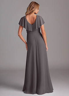 Azazie Lainey Bridesmaid Dresses Steel Grey A-Line with Pockets Chiffon Dress image7