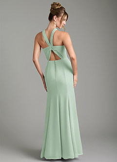 Azazie Rue Bridesmaid Dresses Agave A-Line Halter Chiffon Dress image2