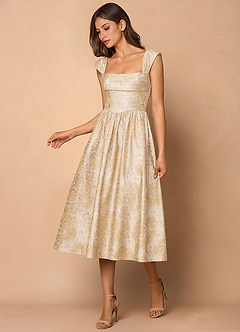 slim fit dress slacks Porter Hand Beaded Midi Dress - Gold main image 0