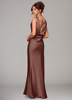 Azazie Rylina Bridesmaid Dresses Espresso Mermaid Stretch Satin Dress image9