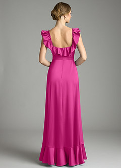 Azazie Lyra Vestidos de damas de honor Vestido de Fucsia de Satén Elástico de Corte en A Convertible con Vestidos sin tirantes image8