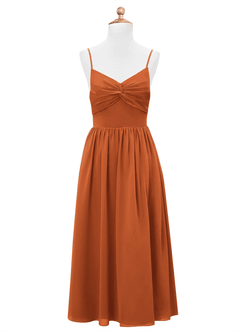 Azazie Zeya Junior Cinnamon A-Line Chiffon Dress image7