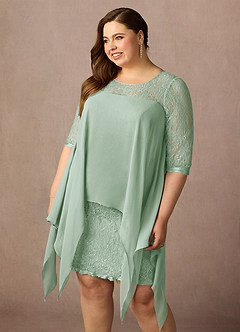 Azazie Flo Mother of the Bride Dresses Agave A-Line Lace Chiffon Dress image6