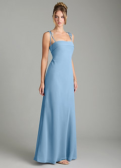 Azazie Ellia Bridesmaid Dresses Steel Blue A-Line Bow Chiffon Dress image4