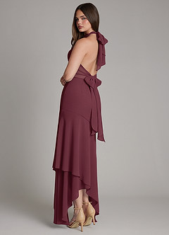 Azazie Magda Bridesmaid Dresses Cabernet Mermaid High Neck Chiffon Dress image4