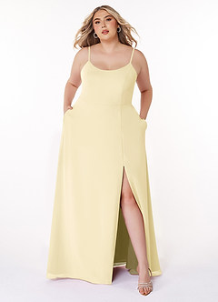 Azazie Moira Bridesmaid Dresses Lemon Sorbet A-Line Scoop Chiffon Dress image8