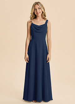 Azazie Vittoria Junior Dark Navy A-Line Ruched Chiffon Dress image3