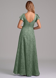 Azazie Omari Jurken voor bruidsmeisjes Jurk van Bloemen Burn-out met A-Lijn Geplooid Matcha image7