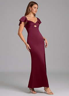 Azazie Demia Bridesmaid Dresses Mulberry Sheath Sweetheart Neckline Stretch Satin Dress image3