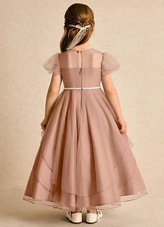 Azazie Duckie Flower Girl Dresses Champagne Rose Ball-Gown Pleated Tulle Dress image5