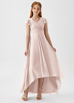 Azazie Breanne Junior Vestido de Pétalo De Rosa de Gasa de Corte En A image1