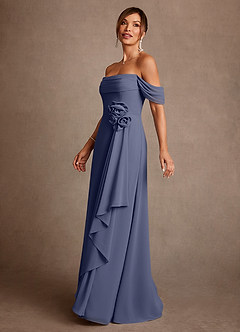 Azazie Amherst Abiti per la Madre della Sposa Abito A-Line in Chiffon a Spalla Scoperta Stormy image4