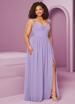 Barbie ♥ Azazie Brautjungfernkleider A-Linie Plissee Chiffon Kleid Flieder image12