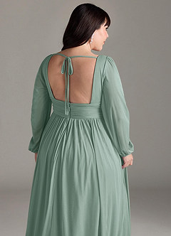 Azazie Norah Abiti da Damigella Abito A-Line in Chiffon con Maniche lunghe e Scollo a V Agave image13