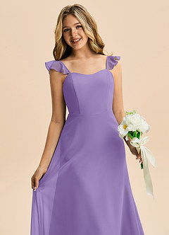 Azazie Mavie Junior Linia A Marszczony Szyfon Długość podłogi Młodsza druhna Sukienka image5