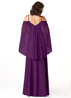 Azazie Cienna Robes de demoiselle d'honneur Robe Trapèze en Mousseline de soie Épaule décolletée Grain De Raisin image2