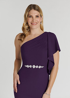 Azazie Pia Mother of the Bride Dresses Plum Mermaid Pleated Stretch Crepe Dress image5