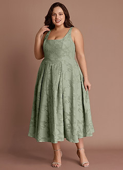 Amalie Pistachio A-line Midi Dress image1